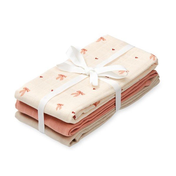 Ružové/béžové mušelínové plienky 3 ks 70x70 cm Bows – Cam Cam Copenhagen