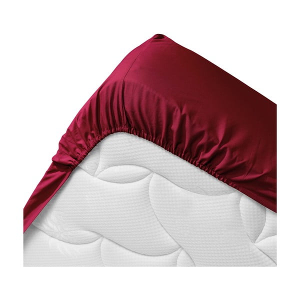 Červená napínacia plachta z Bio bavlny 180x200 cm Biolina – douceur d'intérieur-image-3