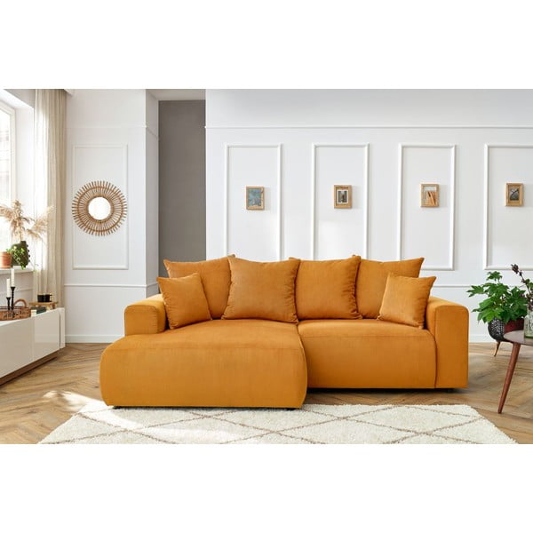 Okrovožltá zamatová rohová pohovka Enjoy – Bobochic Paris-image-1