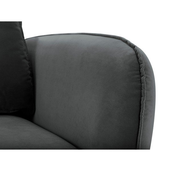 Tmavosivé zamatové kreslo s čiernymi nohami Kooko Home Lento-image-3