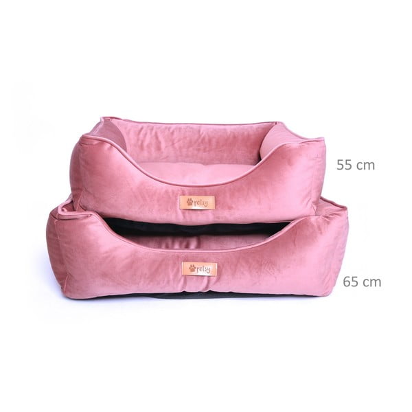 Ružový zamatový pelech 65x50 cm Royal - Petsy-image-1
