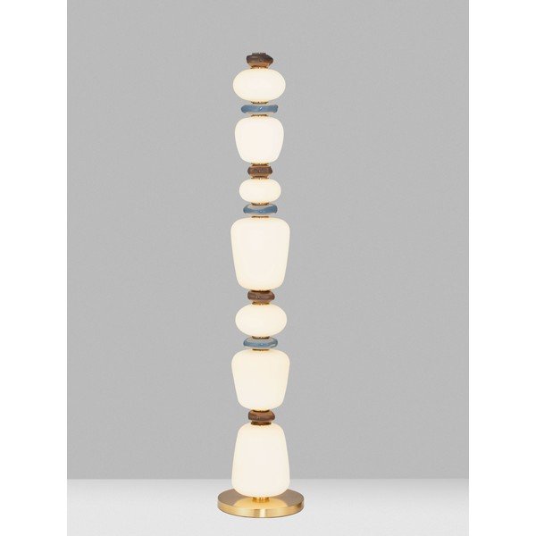 Biela/v zlatej farbe kovová LED stojacia lampa so stmievačom s porcelánovým tienidlom/so skleneným tienidlom (výška  130,5 cm) Palo – Nova Luce-image-1