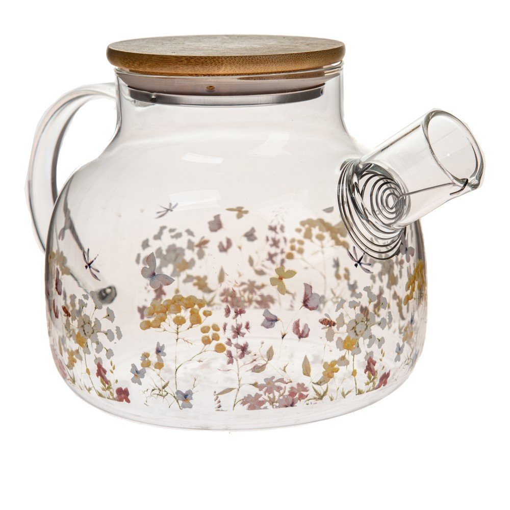 Sklenená kanvica na čaj 1 l Flowers – Dakls