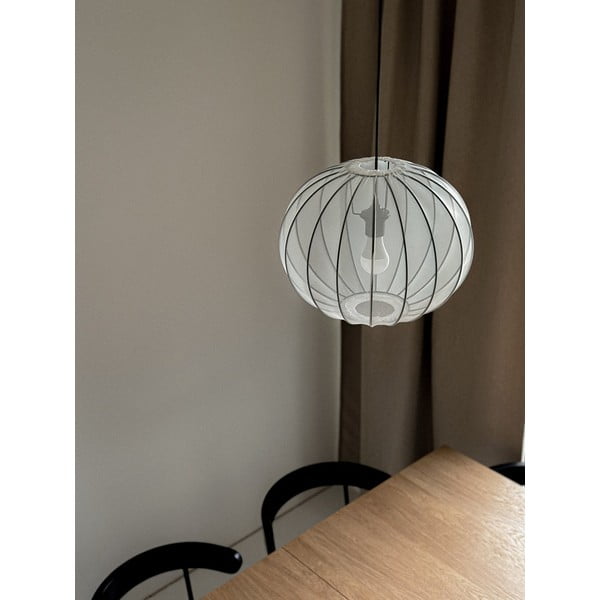 Biele závesné svietidlo s textilným tienidlom ø 52 cm Mellow – Candellux Lighting-image-1