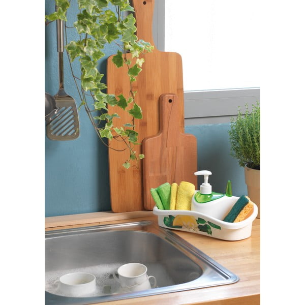 Zelený stojan na umývanie riadu s dávkovačom saponátu Snips-image-1
