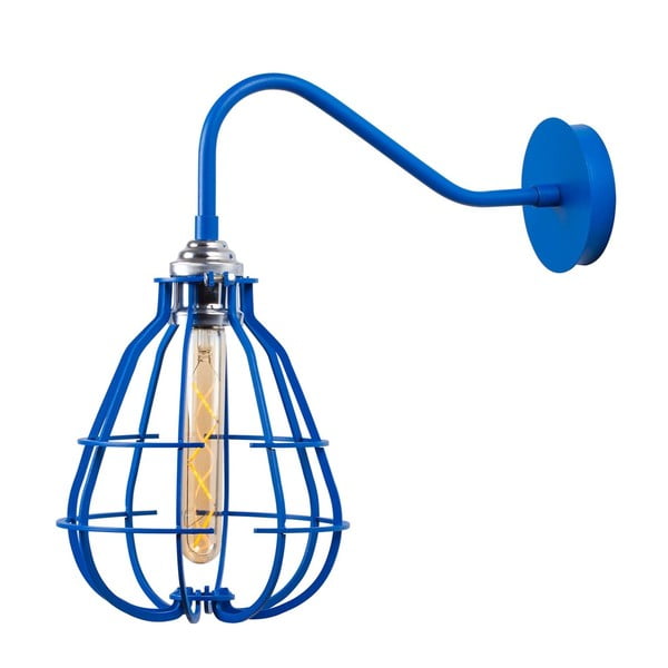 Modrá nástenná lampa Lantern Cage