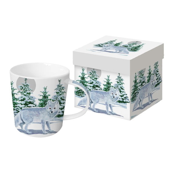 Hrnček z kostného porcelánu s vianočným motívom v darčekovom balení PPD Snow Fo×, 350 ml