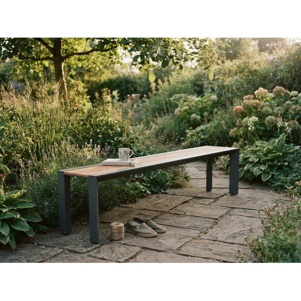 Tmavosivo-hnedá kovová záhradná lavica Silea – Garden Pleasure-image-3