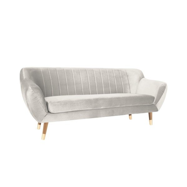 Krémovobiela zamatová pohovka Mazzini Sofas Benito, 188 cm-image-2