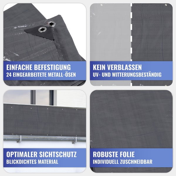 Čierna plastová balkónová zástena 500x85 cm – Maximex-image-4