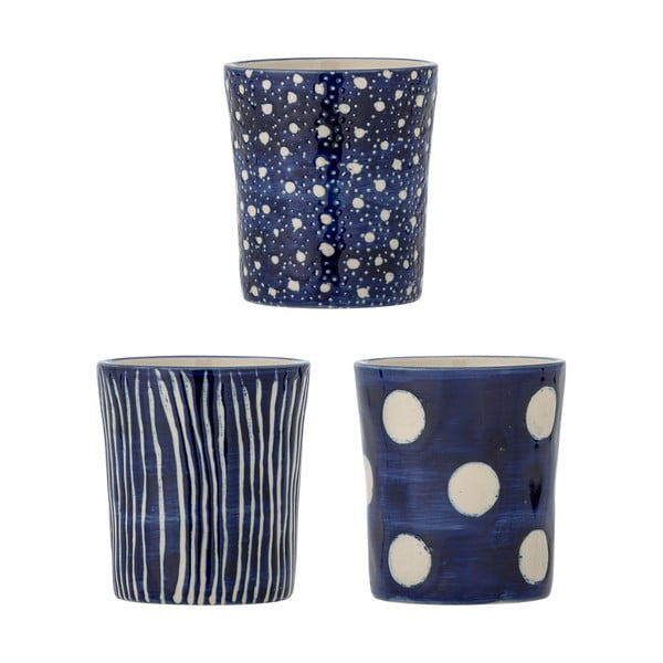 Tmavomodré šálky v súprave 3 ks na espresso z kameniny 190 ml Minoa – Bloomingville