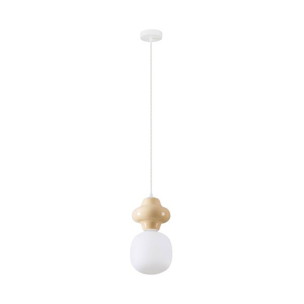 Biele/krémovobiele keramické závesné svietidlo so skleneným tienidlom ø 18 cm Clio – Nova Luce