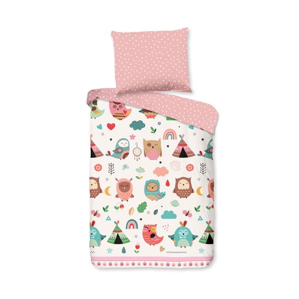 Ružové bavlnené detské obliečky do postieľky 100x135 cm Wise – Good Morning