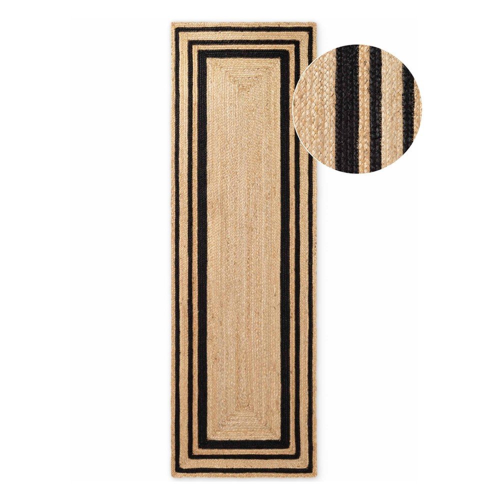 E-shop Čierny/v prírodnej farbe obojstranný/ručne tkaný jutový behúň 70x200 cm Jutta – Hanse Home