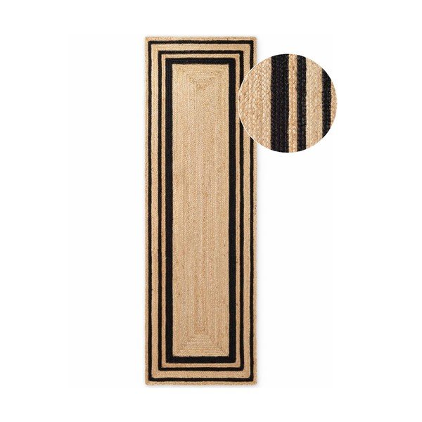 Čierny/v prírodnej farbe ručne tkaný jutový behúň 70x200 cm Jutta – Hanse Home