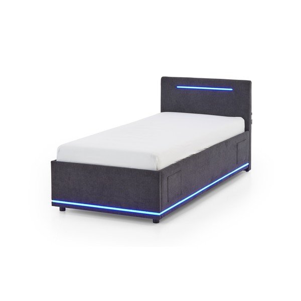 Tmavosivá čalúnená detská posteľ s úložným priestorom s roštom 90x200 cm Circle – Meise Möbel