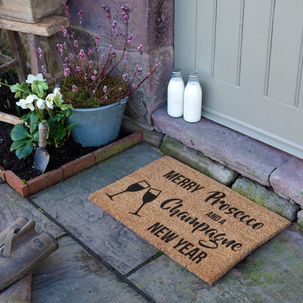 Rohožka s vianočným motívom z kokosového vlákna 40x60 cm Champagne New Year – Artsy Doormats-image-3