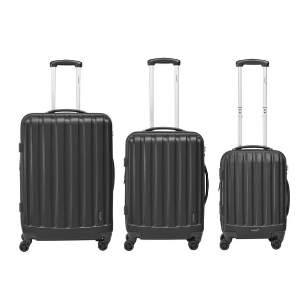 Sada 3 čiernych cestovných kufrov Packenger Koffer