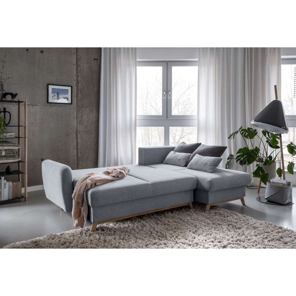 Svetlosivá rozkladacia rohová pohovka Miuform Scandic Lagom, pravý roh-image-4