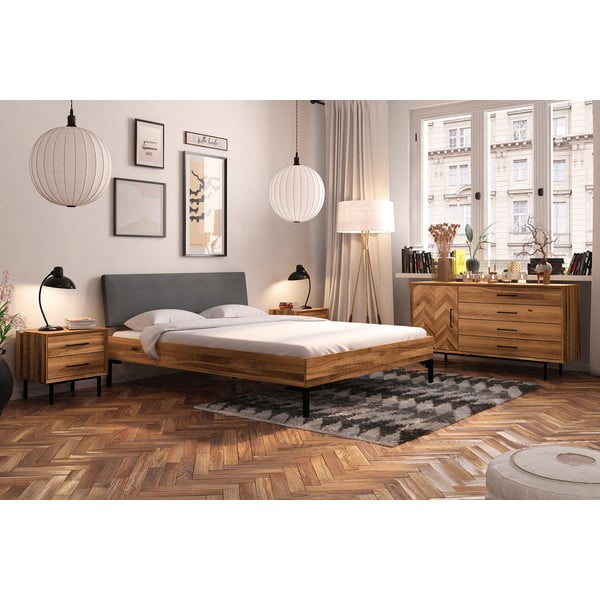 Dvojlôžková posteľ z dubového dreva s čalúneným čelom 140x200 cm Abises 1 - The Beds-image-4