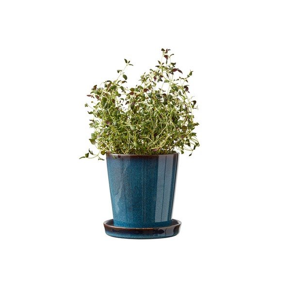 Kameninový obal na kvetináč ø 10 cm Gastro Dark Blue/Black – Bitz-image-1