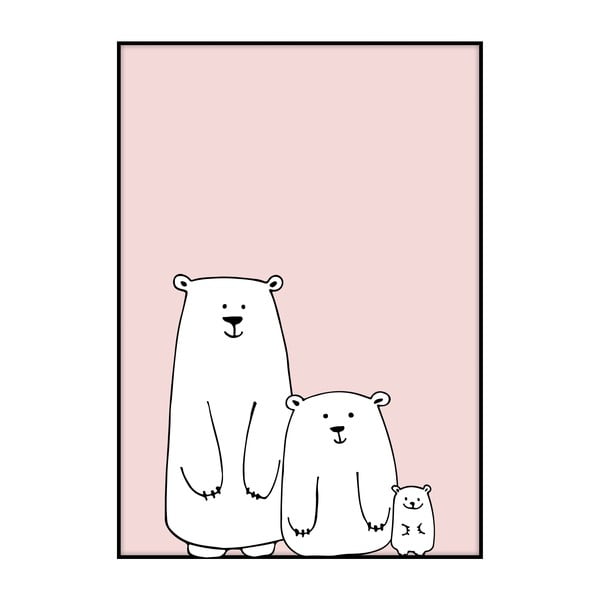 Plagát Imagioo Pink Bear Family, 40 × 30 cm