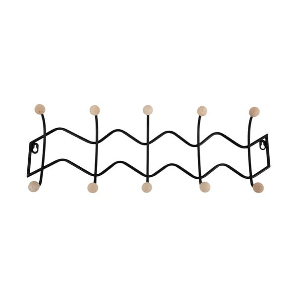 Čierny kovový nástenný vešiak 61 cm Zig Zag – PT LIVING
