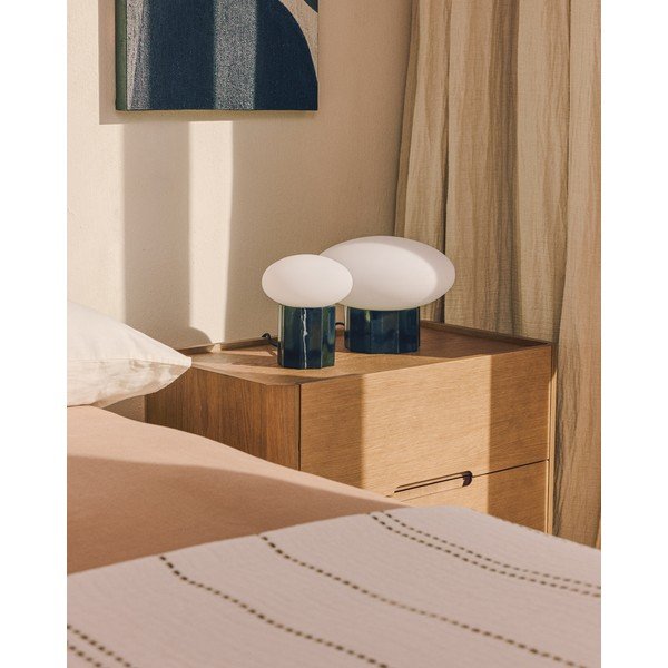 Biela/čierna kovová stolová lampa so skleneným tienidlom (výška  20 cm) Idela – Kave Home-image-2