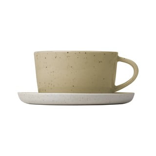 Súprava 2 béžových keramických šálok na čaj s tanierikmi Blomus Sablo, 150 ml