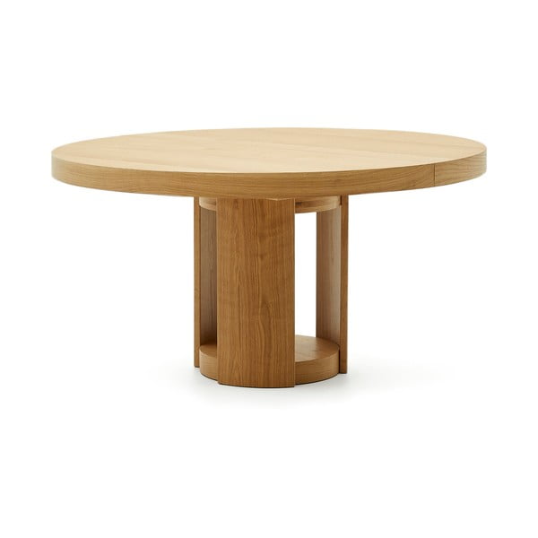 Okrúhly rozkladací jedálenský stôl s prídavnou doskou v dekore duba ø 150 cm Artis – Kave Home