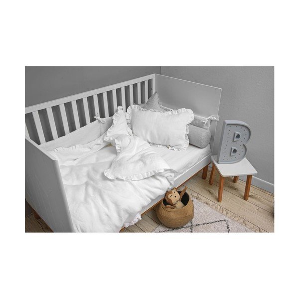 Biela detská ľanová plachta BELLAMY Snow White, 90 × 200 cm-image-1