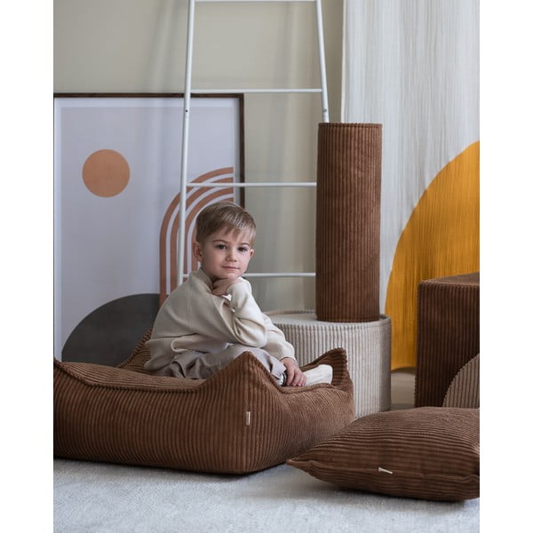 Hnedý menčestrový detský sedací vak Square – Wigiwama-image-1