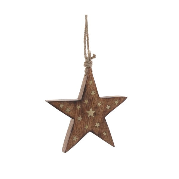 Vianočná drevená závesná dekorácia v tvare hviezdy InArt Stefano