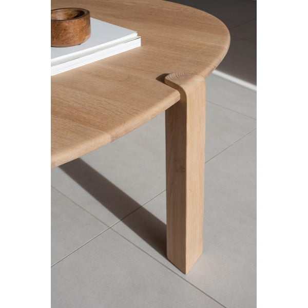 Okrúhly konferenčný stolík z dubového dreva v prírodnej farbe ø 100 cm Kulin – Gazzda-image-2