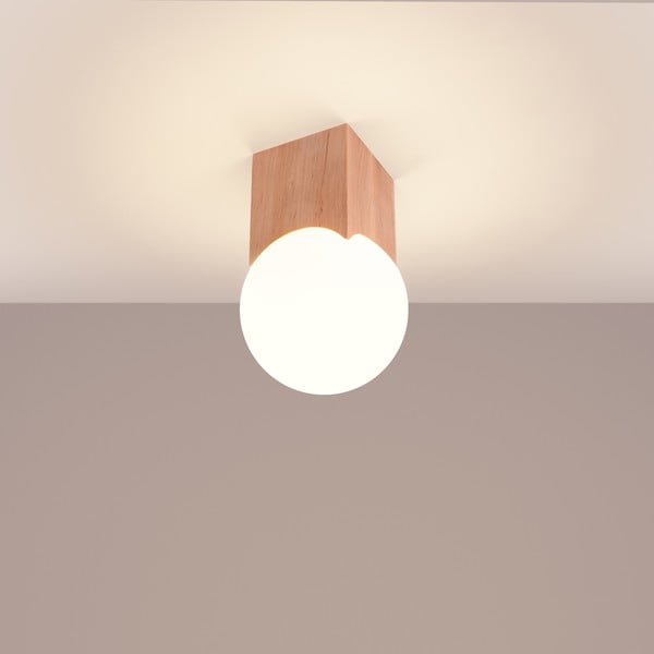 Stropné svietidlo v prírodnej farbe so skleneným tienidlom 12x12 cm Rayer – Sollux-image-2