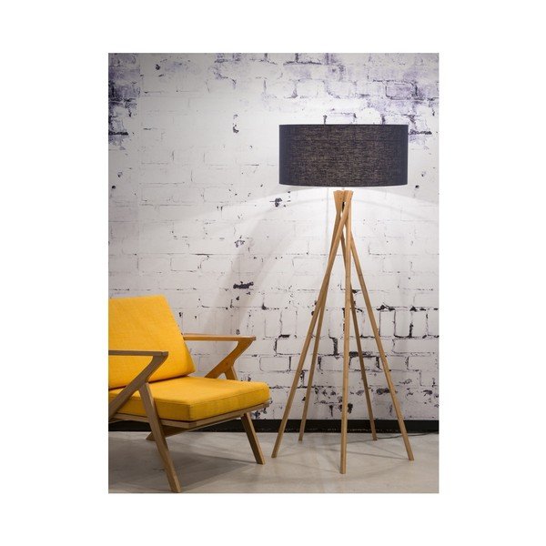 Stojacia lampa s modrým tienidlom a konštrukciou z bambusu Good&Mojo Kilimanjaro-image-3