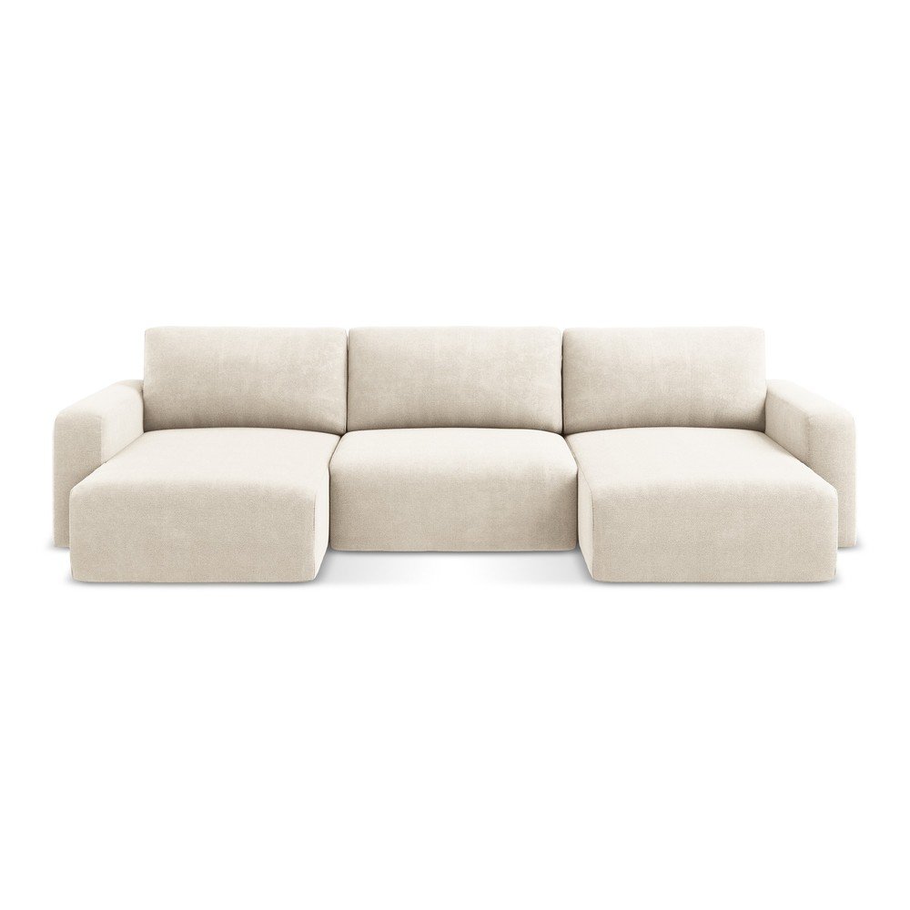 Krémovobiela ženilková rozkladacia/s úložným priestorom rohová pohovka (do tvaru "U") Kona – Makamii