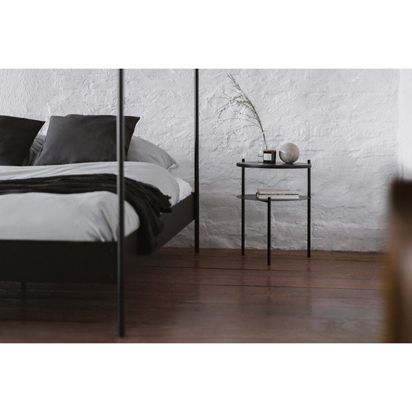 Čierna oceľová dvojlôžková posteľ bez čela/s nebesami s roštom 180x200 cm Eton – noo.ma-image-2