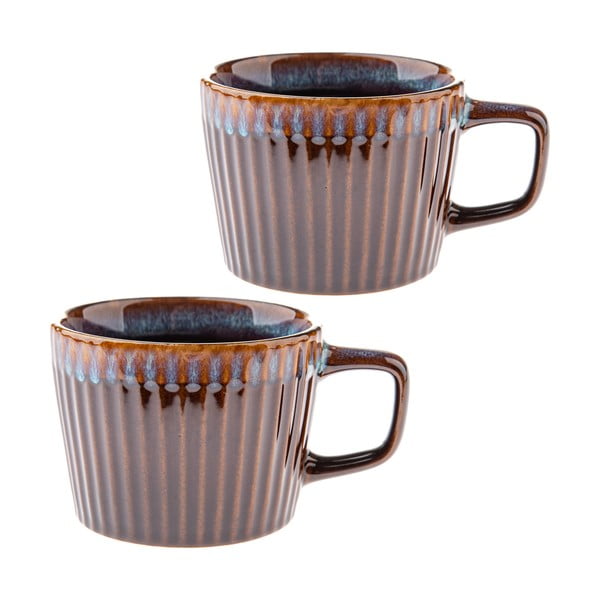 Modré/hnedé kameninové hrnčeky v súprave 2 ks na cappuccino 190 ml Tone – Dakls