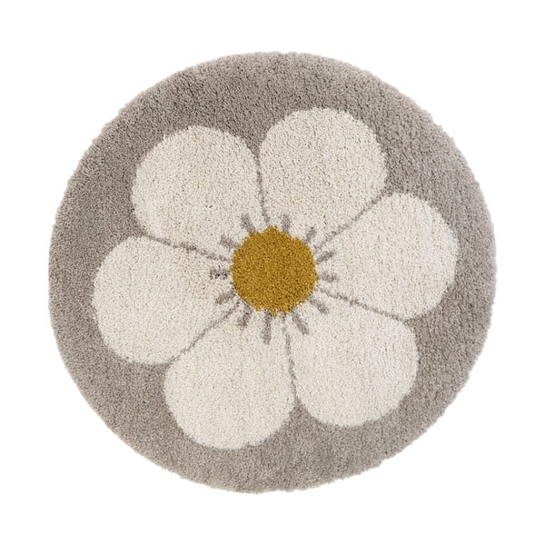 Svetlosivo-krémový detský koberec ø 120 cm Bohemian Daisy – Nattiot