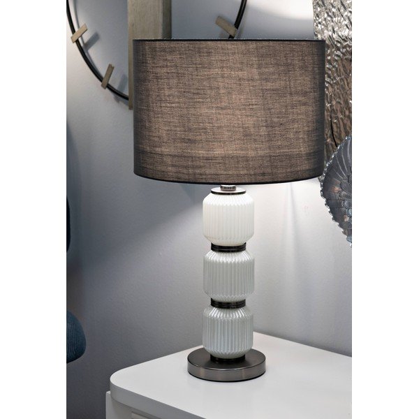 Sivá stolná lampa s textilným tienidlom (výška 57 cm) Bright – Mauro Ferretti-image-1