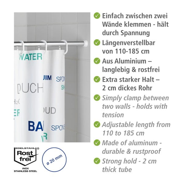 Tyč na sprchový záves v striebornej farbe 110 - 185 cm – Wenko-image-3