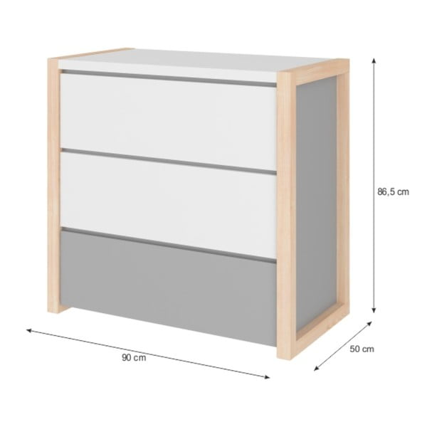 Sivá komoda s 3 zásuvkami BELLAMY Pinette-image-2