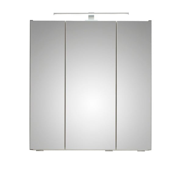 Sivá závesná kúpeľňová skrinka so zrkadlom 65x70 cm Set 357 - Pelipal
