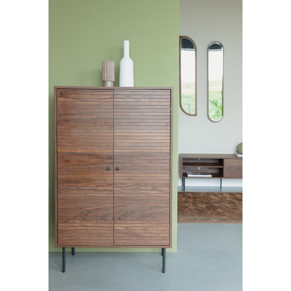 Hnedá skrinka v dekore orecha 80x130x40 cm Stripes – White Label-image-1