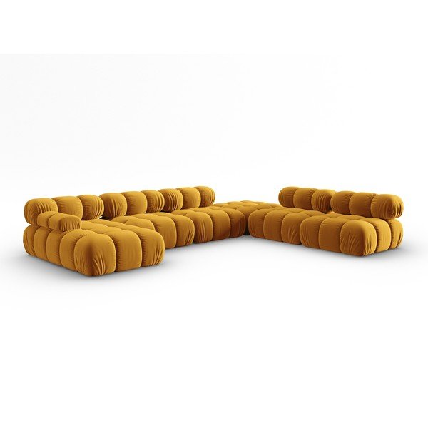 Žltá zamatová pohovka 379 cm Bellis – Micadoni Home-image-3