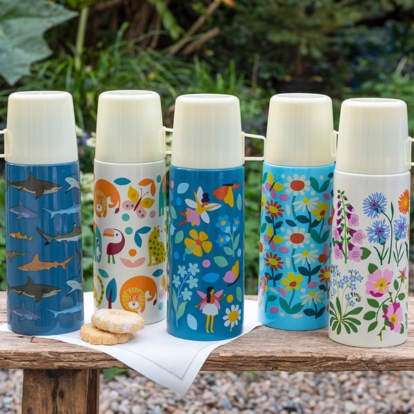 Modrá/krémová detská termoska 350 ml Butterfly Garden – Rex London-image-1
