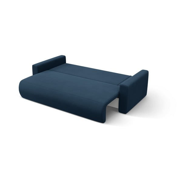 Tmavomodrá zamatová rozkladacia rohová pohovka s úložným priestorom Belfast – Cosmopolitan Design-image-4