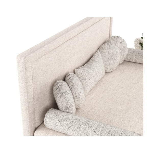 Béžová čalúnená jednolôžková posteľ 90x200 cm Scala – Maison de Rêve-image-1