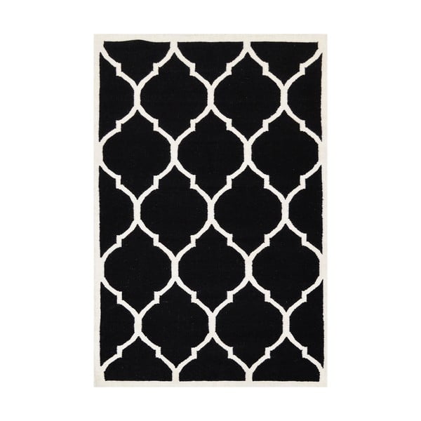 Vlnený koberec Lara, 60x90 cm, čierny